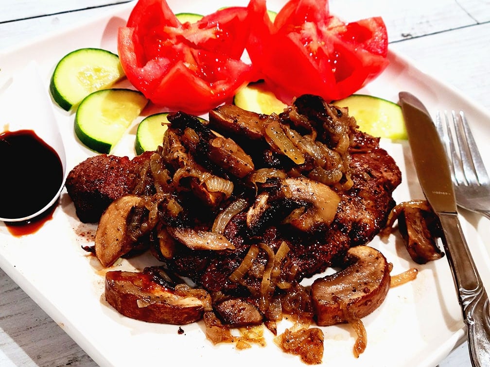 Steak With Onion And Portobello Mushrooms | Recipe