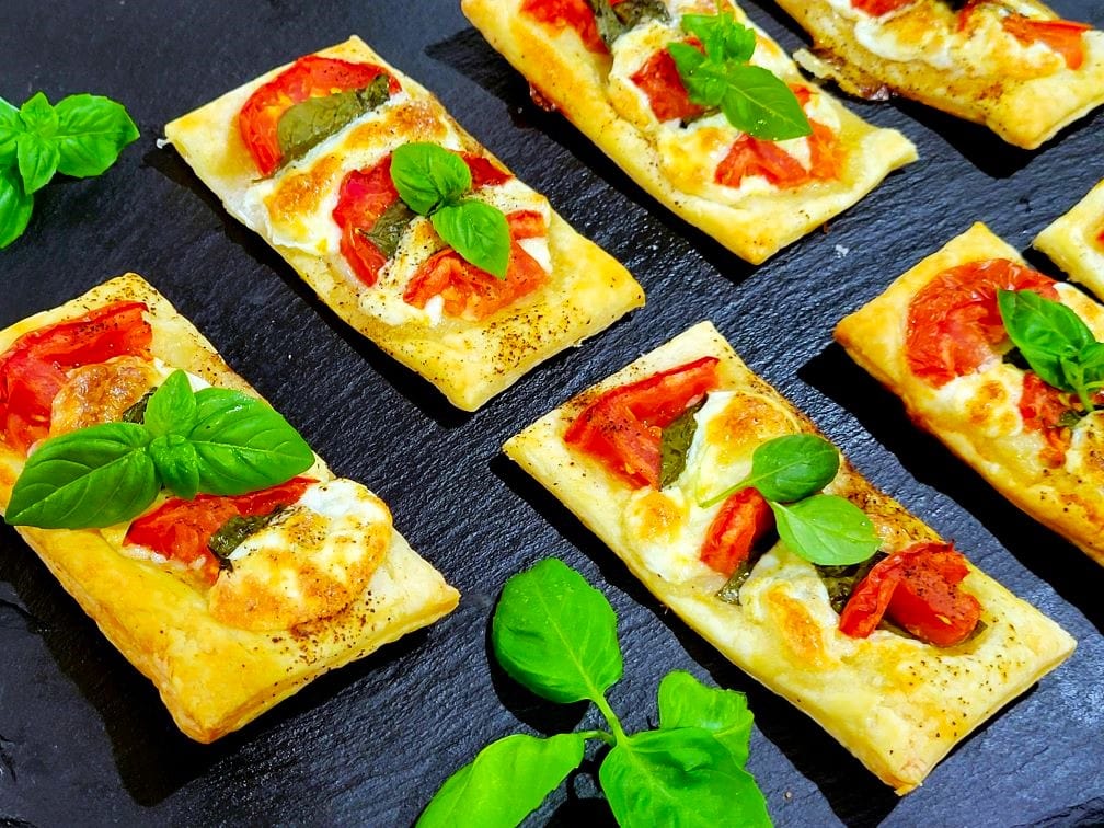 Puff pastry tomato mozzarella tart - Simple Tasty Eating